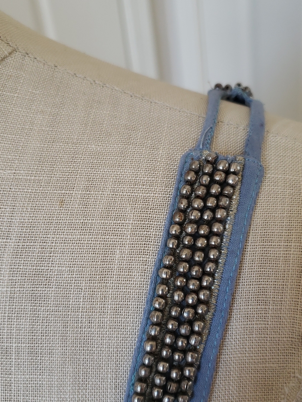 💐 Free People Vintage Boho Bead Trim Camisole Blue Festival Tank Top SMALL - Picture 6 of 11